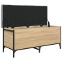 Banco con almacenaje madera ingeniería roble Sonoma 102x42x45cm de , Bancos para recibidores y almacenamiento - Ref: Foro24-8...