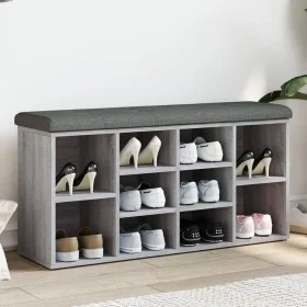 Banco zapatero madera de ingeniería gris Sonoma 102x32x50 cm by , Benches for halls and storage - Ref: Foro24-835115, Price: ...