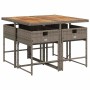 Set comedor de jardín 5 piezas con cojines ratán sintético gris en Conjuntos de jardín | Comprar online en Foru.es