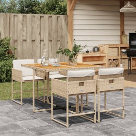 Set comedor de jardín 5 pzas con cojines ratán sintético beige en Conjuntos de jardín | Comprar online en Foru.es