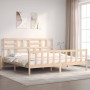 Estructura de cama de matrimonio con cabecero madera maciza de , Camas y somieres - Ref: Foro24-3193091, Precio: 165,21 €, De...