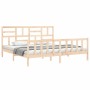 Estructura de cama de matrimonio con cabecero madera maciza de , Camas y somieres - Ref: Foro24-3193091, Precio: 165,21 €, De...