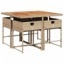 Set comedor de jardín 5 pzas con cojines ratán sintético beige en Conjuntos de jardín | Comprar online en Foru.es