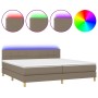 Cama box spring con colchón LED tela gris taupe 200x200 cm de , Camas y somieres - Ref: Foro24-3133745, Precio: 627,88 €, Des...