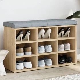 Shoe bench engineered wood Sonoma oak 82x32x50 cm by , Benches for halls and storage - Ref: Foro24-835105, Price: 64,36 €, Di...
