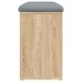 Shoe bench engineered wood Sonoma oak 82x32x50 cm by , Benches for halls and storage - Ref: Foro24-835105, Price: 64,36 €, Di...