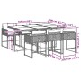 Set comedor jardín 7 pzas y cojines ratán sintético gris en Conjuntos de jardín | Comprar online en Foru.es