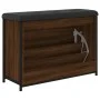 Banco zapatero con cajón abatible roble marrón 82x32x56 cm de , Bancos para recibidores y almacenamiento - Ref: Foro24-835126...