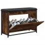 Banco zapatero con cajón abatible roble ahumado 82x32x56 cm de , Bancos para recibidores y almacenamiento - Ref: Foro24-83512...