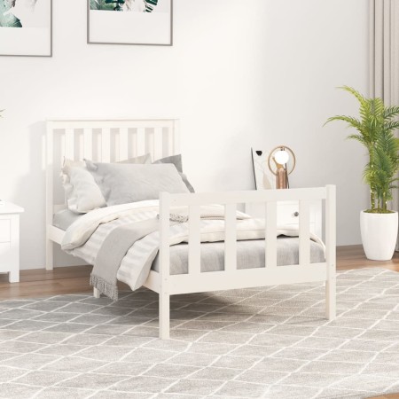 Estructura de cama con cabecero madera de pino blanco 100x200cm de , Camas y somieres - Ref: Foro24-3188197, Precio: 151,55 €...