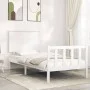 White solid wood bed frame with headboard 100x200 cm by , Beds and slatted bases - Ref: Foro24-3193392, Price: 135,18 €, Disc...