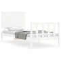 White solid wood bed frame with headboard 100x200 cm by , Beds and slatted bases - Ref: Foro24-3193392, Price: 135,18 €, Disc...