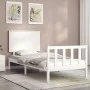 White solid wood bed frame with headboard 100x200 cm by , Beds and slatted bases - Ref: Foro24-3193392, Price: 135,18 €, Disc...