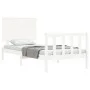 White solid wood bed frame with headboard 100x200 cm by , Beds and slatted bases - Ref: Foro24-3193392, Price: 135,18 €, Disc...