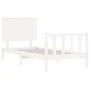 White solid wood bed frame with headboard 100x200 cm by , Beds and slatted bases - Ref: Foro24-3193392, Price: 135,18 €, Disc...