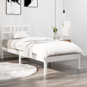 Estructura de cama madera maciza de pino blanca 100x200 cm de , Camas y somieres - Ref: Foro24-3105396, Precio: 98,43 €, Desc...