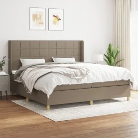Box spring bed with taupe gray fabric mattress 200x200 cm by , Beds and slatted bases - Ref: Foro24-3128553, Price: 762,03 €,...