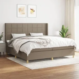 Box spring bed with taupe gray fabric mattress 200x200 cm by , Beds and slatted bases - Ref: Foro24-3132021, Price: 754,96 €,...