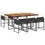 Set de comedor de jardín 7 pzas y cojines ratán sintético negro en Conjuntos de jardín | Comprar online en Foru.es