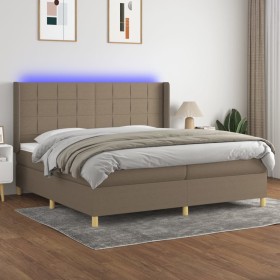 Cama box spring colchón y luces LED tela gris taupe 200x200 cm de , Camas y somieres - Ref: Foro24-3138905, Precio: 736,33 €,...