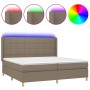 Cama box spring colchón y luces LED tela gris taupe 200x200 cm de , Camas y somieres - Ref: Foro24-3138905, Precio: 736,33 €,...