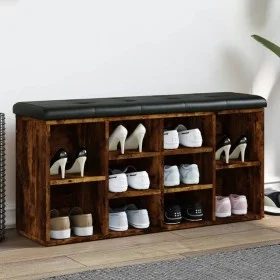 Shoe bench engineered wood smoked oak 102x32x50 cm by , Benches for halls and storage - Ref: Foro24-835114, Price: 84,42 €, D...