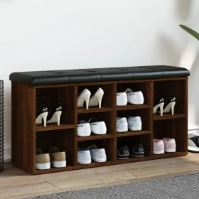 Shoe bench engineered wood oak brown 102x32x50 cm by , Benches for halls and storage - Ref: Foro24-835116, Price: 86,71 €, Di...