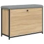 Banco zapatero con cajón abatible roble Sonoma 82x32x56 cm de , Bancos para recibidores y almacenamiento - Ref: Foro24-835123...
