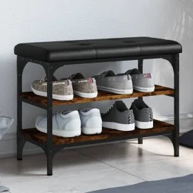 Shoe bench engineered wood smoked oak 62x32x47 cm by , Benches for halls and storage - Ref: Foro24-835154, Price: 56,92 €, Di...