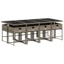 Set comedor jardín 9 pzas y cojines ratán sintético gris en Conjuntos de jardín | Comprar online en Foru.es