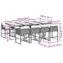 Set comedor jardín 9 pzas y cojines ratán sintético gris en Conjuntos de jardín | Comprar online en Foru.es