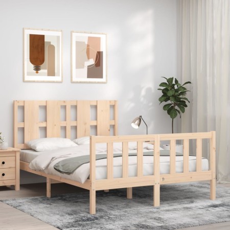 Estructura de cama de matrimonio con cabecero madera maciza de , Camas y somieres - Ref: Foro24-3192206, Precio: 144,27 €, De...