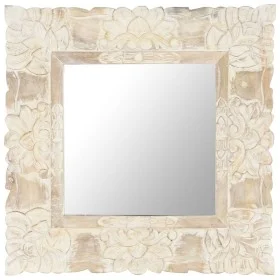 Espejo de madera maciza de mango blanco 50x50 cm de , Espejos - Ref: Foro24-321632, Precio: 67,57 €, Descuento: %