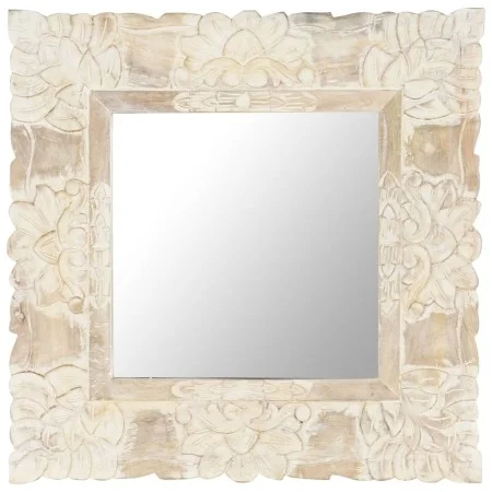Espejo de madera maciza de mango blanco 50x50 cm de , Espejos - Ref: Foro24-321632, Precio: 67,57 €, Descuento: %
