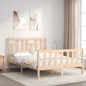 Estructura de cama de matrimonio con cabecero madera maciza de , Camas y somieres - Ref: Foro24-3193116, Precio: 151,94 €, De...