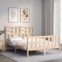 Double bed frame with solid wood headboard by , Beds and slatted bases - Ref: Foro24-3193051, Price: 143,58 €, Discount: %