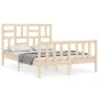 Double bed frame with solid wood headboard by , Beds and slatted bases - Ref: Foro24-3193051, Price: 143,58 €, Discount: %