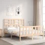 Double bed frame with solid wood headboard by , Beds and slatted bases - Ref: Foro24-3193051, Price: 143,58 €, Discount: %