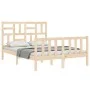 Double bed frame with solid wood headboard by , Beds and slatted bases - Ref: Foro24-3193051, Price: 143,58 €, Discount: %