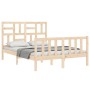 Estructura de cama de matrimonio con cabecero madera maciza de , Camas y somieres - Ref: Foro24-3193051, Precio: 136,95 €, De...
