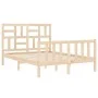 Double bed frame with solid wood headboard by , Beds and slatted bases - Ref: Foro24-3193051, Price: 143,58 €, Discount: %