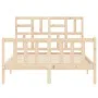 Double bed frame with solid wood headboard by , Beds and slatted bases - Ref: Foro24-3193051, Price: 143,58 €, Discount: %