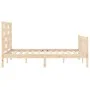 Double bed frame with solid wood headboard by , Beds and slatted bases - Ref: Foro24-3193051, Price: 143,58 €, Discount: %