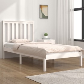 Estructura de cama madera maciza de pino blanco 100x200 cm de , Camas y somieres - Ref: Foro24-3103834, Precio: 116,05 €, Des...