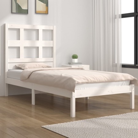 Estructura de cama madera maciza de pino blanco 75x190 cm de , Camas y somieres - Ref: Foro24-3104439, Precio: 94,10 €, Descu...