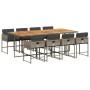 Set comedor jardín 9 pzas y cojines ratán sintético gris en Conjuntos de jardín | Comprar online en Foru.es