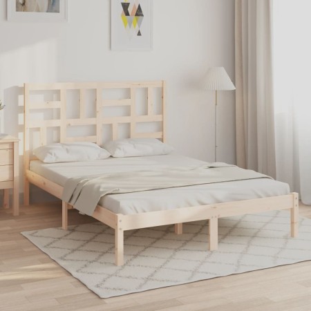 Estructura de cama de matrimonio madera maciza 135x190 cm de , Camas y somieres - Ref: Foro24-3105925, Precio: 133,71 €, Desc...