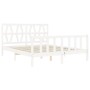 Estructura de cama matrimonio con cabecero madera maciza blanco de , Camas y somieres - Ref: Foro24-3192497, Precio: 160,72 €...