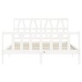 Estructura de cama matrimonio con cabecero madera maciza blanco de , Camas y somieres - Ref: Foro24-3192497, Precio: 160,72 €...