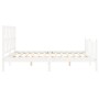 Estructura de cama matrimonio con cabecero madera maciza blanco de , Camas y somieres - Ref: Foro24-3192497, Precio: 160,72 €...